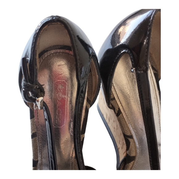 Coach Joslin Patent Leather Wedge Heels Sandals  Size 6M. - Picture 9 of 11